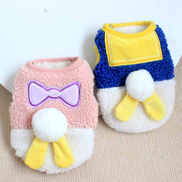 HKM-2453437 Contrasting Color Double Layer Fleece Pet Vest for Dogs - Pink White & Blue White