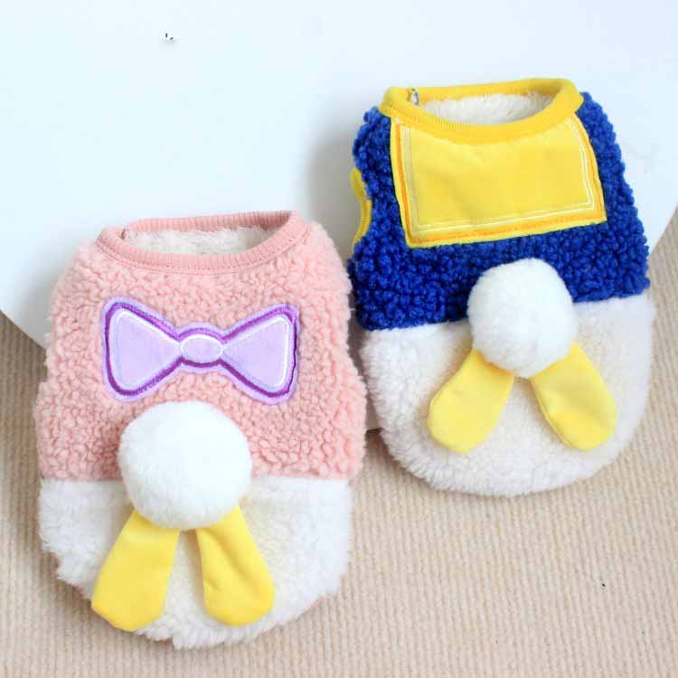 HKM-2453437 Contrasting Color Double Layer Fleece Pet Vest for Dogs - Pink White & Blue White
