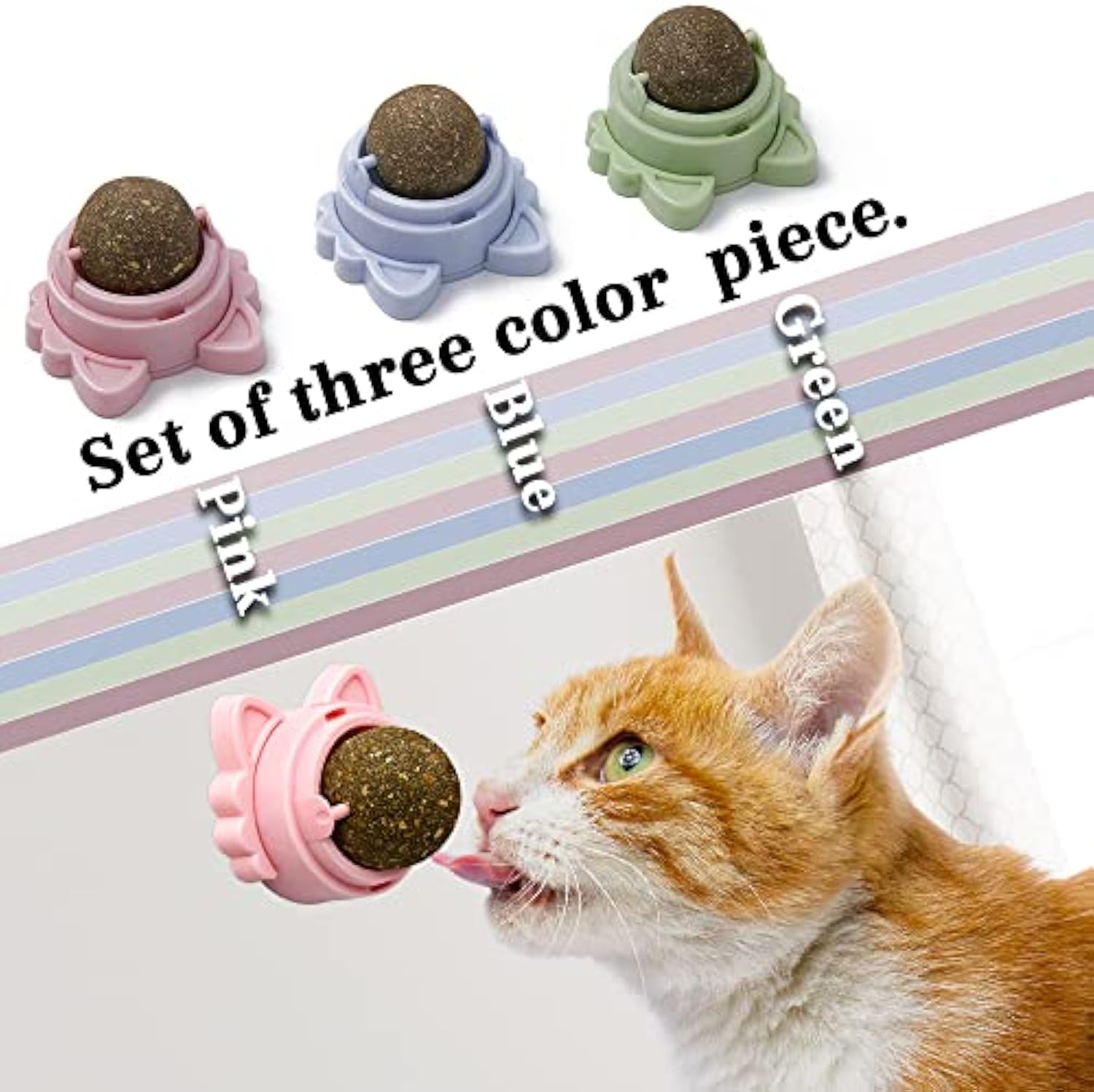 HKM-2454333 Wall-Mounted Catnip Balls for Cats - Natural Dental Chew Toys with Healthy Benefits