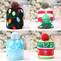 HKM-245587 Illuminated Knitted Christmas Hat with Integrated LED Lights for Adults and Kids