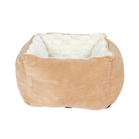 HKM-2456893 Cozy Printed Plush Cat Kennel - Square Pet Nest for Autumn and Winter, 47x47x26cm