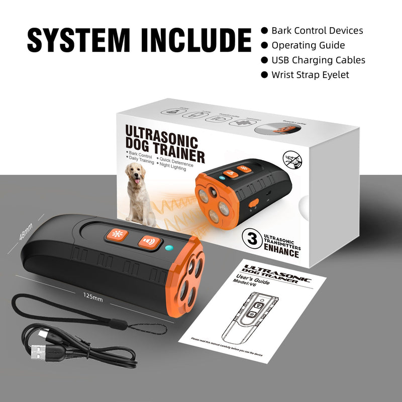 HKM-2457661 Handheld Ultrasonic Dog Trainer - V6 Orange, High-Power Bark Control Device