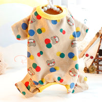 HKM-2459453 Light Brown & Milky White Casual Cotton Home Wear for Small Dogs - Sizes S to XXL