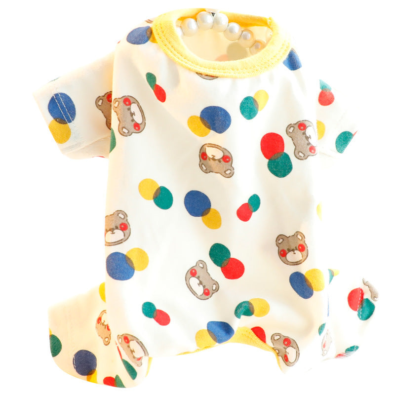 HKM-2459453 Light Brown & Milky White Casual Cotton Home Wear for Small Dogs - Sizes S to XXL