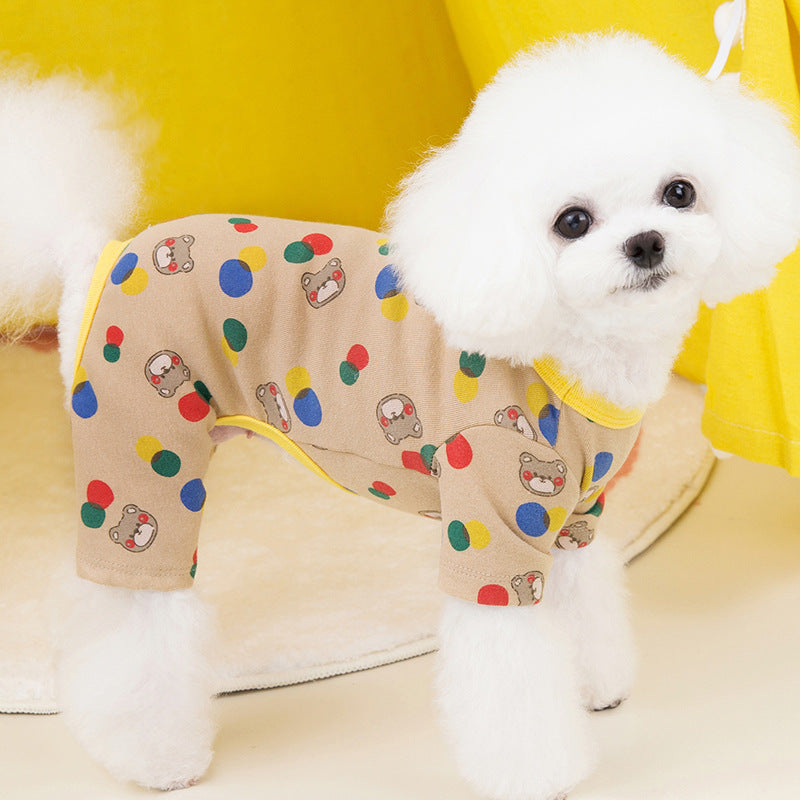 HKM-2459453 Light Brown & Milky White Casual Cotton Home Wear for Small Dogs - Sizes S to XXL