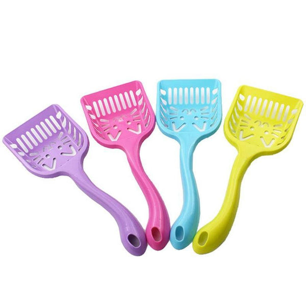 HKM-246035 Cat Face Shaped Cat Litter Scoop in Assorted Colors - Durable Plastic Design for Easy Cleaning