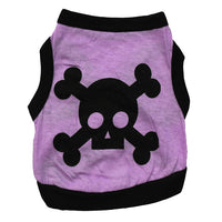 HKM-2460989 Light Purple Skull Print Cotton Vest for Dogs - Spring & Summer Fashion