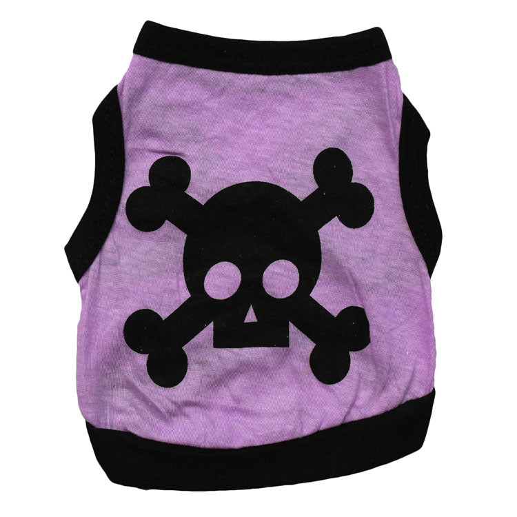 HKM-2460989 Light Purple Skull Print Cotton Vest for Dogs - Spring & Summer Fashion