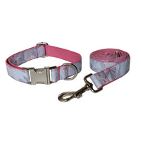 HKM-2462397 Stylish Ink Painting Print Dog Collar and Leash Set with Bow