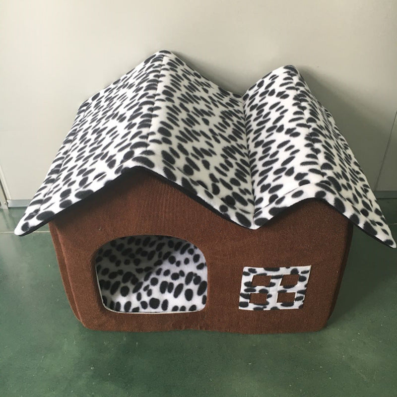 HKM-2462653 Winter Pet Kennel Double Roof Dog House ¨C Durable Cloth with Spacious Design (55x40x42 cm)