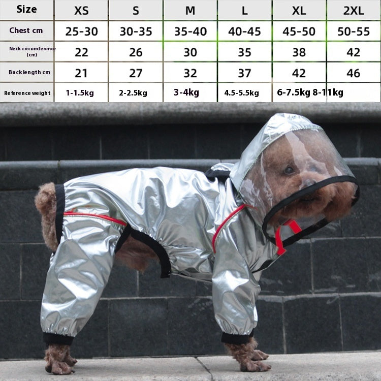 HKM-2463165 Waterproof Full-Cover Pet Raincoat with Hoodie for Small to Large Dogs