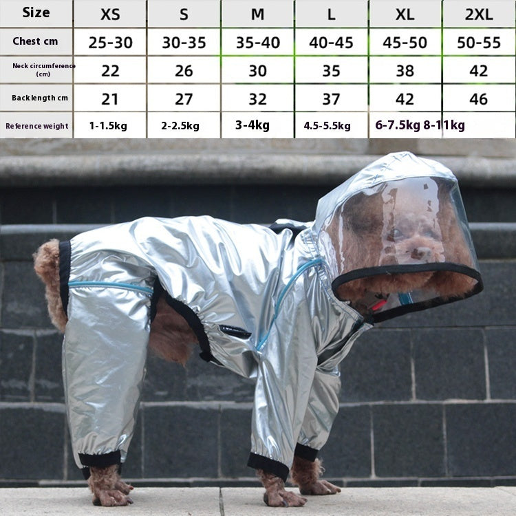 HKM-2463165 Waterproof Full-Cover Pet Raincoat with Hoodie for Small to Large Dogs