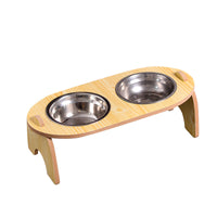 HKM-2464573 Cervical Spine Protection Wooden Frame Pet Bowl with Ceramic Insert, Single/Dual Options