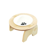 HKM-2464573 Cervical Spine Protection Wooden Frame Pet Bowl with Ceramic Insert, Single/Dual Options