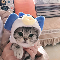 HKM-2465981 Cute Cat Headgear with Ear Holes – Warm Soft Decorative Hat for Kittens and Adult Cats