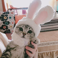 HKM-2465981 Cute Cat Headgear with Ear Holes – Warm Soft Decorative Hat for Kittens and Adult Cats