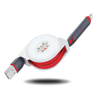 HKM-246675 3-in-1 Telescopic Charging Cable - 1m Length, TPE Body, Titanium Alloy Connectors