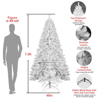 HKM-246739 7ft Hinged 3-Part White PVC Christmas Tree for Indoor Living Room Decorations