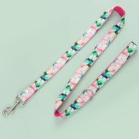 HKM-2468157 Flower Pattern Dog Collar and Leash Set with Comfortable Cotton Webbing