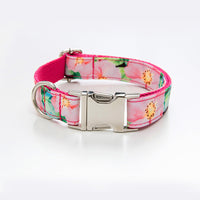 HKM-2468157 Flower Pattern Dog Collar and Leash Set with Comfortable Cotton Webbing