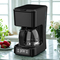 HKM-246867 Programmable 5-Cup Coffee Maker with Ground Coffee Option, Clear Water Level Indicator, Non-Stick Warming Plate
