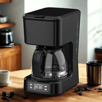 HKM-246867 Programmable 5-Cup Coffee Maker with Ground Coffee Option, Clear Water Level Indicator, Non-Stick Warming Plate