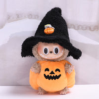 HKM-2468925 Halloween Pumpkin Doll Clothes with Black Hat - Plush Outfit for Decorative Use