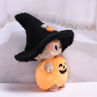 HKM-2468925 Halloween Pumpkin Doll Clothes with Black Hat - Plush Outfit for Decorative Use