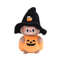 HKM-2468925 Halloween Pumpkin Doll Clothes with Black Hat - Plush Outfit for Decorative Use