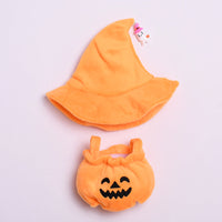 HKM-2468925 Halloween Pumpkin Doll Clothes with Black Hat - Plush Outfit for Decorative Use
