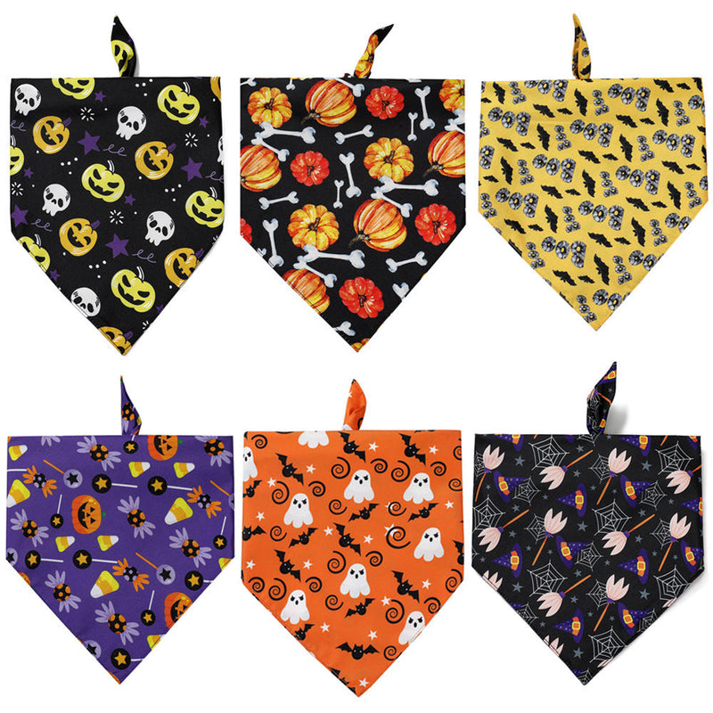 HKM-246995 Halloween Triangle Dog Bib Saliva Towel, Polyester, Various Styles, Large 70x48x48cm