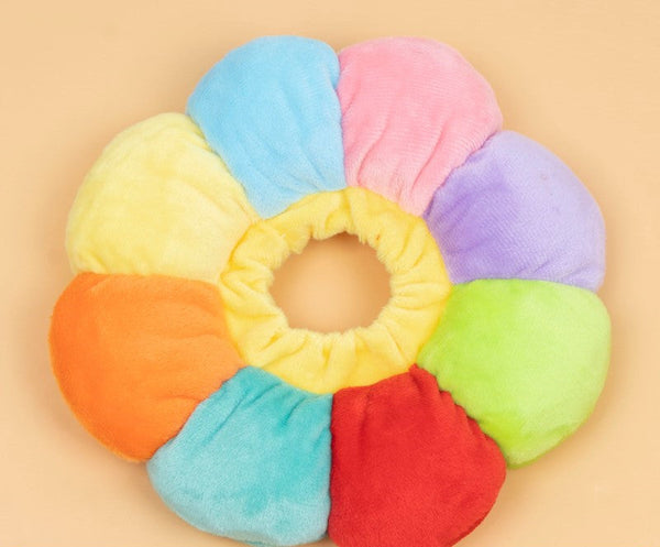 HKM-2470333 Cat Headgear Collar for Sterilization - Sunflower Rainbow Design, Adjustable Fit for Small to Medium Pets