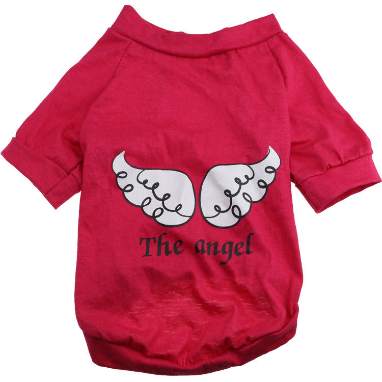 HKM-2472509 Light Green Cotton Jersey T-shirt with Wing Print for Small Dogs