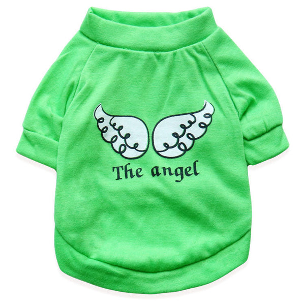 HKM-2472509 Light Green Cotton Jersey T-shirt with Wing Print for Small Dogs