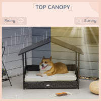 HKM-2472765 Outdoor Dog House with Canopy and Comfortable Cushion for Small to Medium Dogs