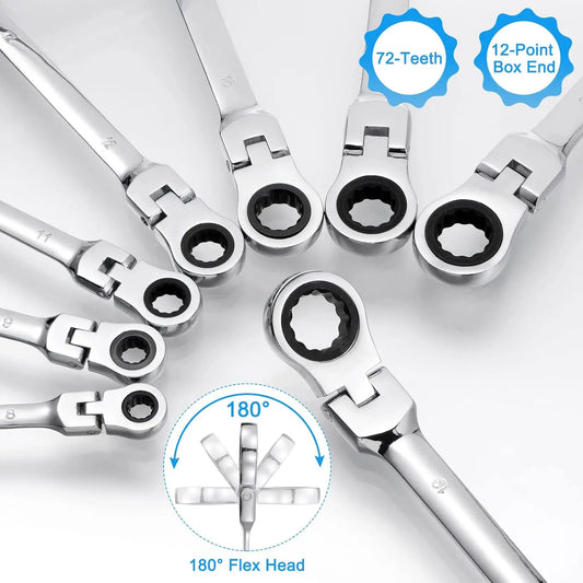 HKM-247315 CR-V Double Head Combination Wrench Set with Metric Torque Spanner and Ratchet Wrench