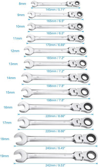 HKM-247315 CR-V Double Head Combination Wrench Set with Metric Torque Spanner and Ratchet Wrench