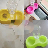 HKM-2474301 Double Bowl Automatic Ceramic Dog Water Bowl with Stainless Steel Cat Dish