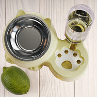 HKM-2474301 Double Bowl Automatic Ceramic Dog Water Bowl with Stainless Steel Cat Dish