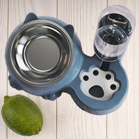HKM-2474301 Double Bowl Automatic Ceramic Dog Water Bowl with Stainless Steel Cat Dish