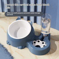 HKM-2474301 Double Bowl Automatic Ceramic Dog Water Bowl with Stainless Steel Cat Dish