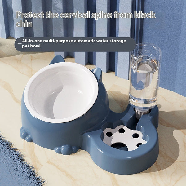 HKM-2474301 Double Bowl Automatic Ceramic Dog Water Bowl with Stainless Steel Cat Dish