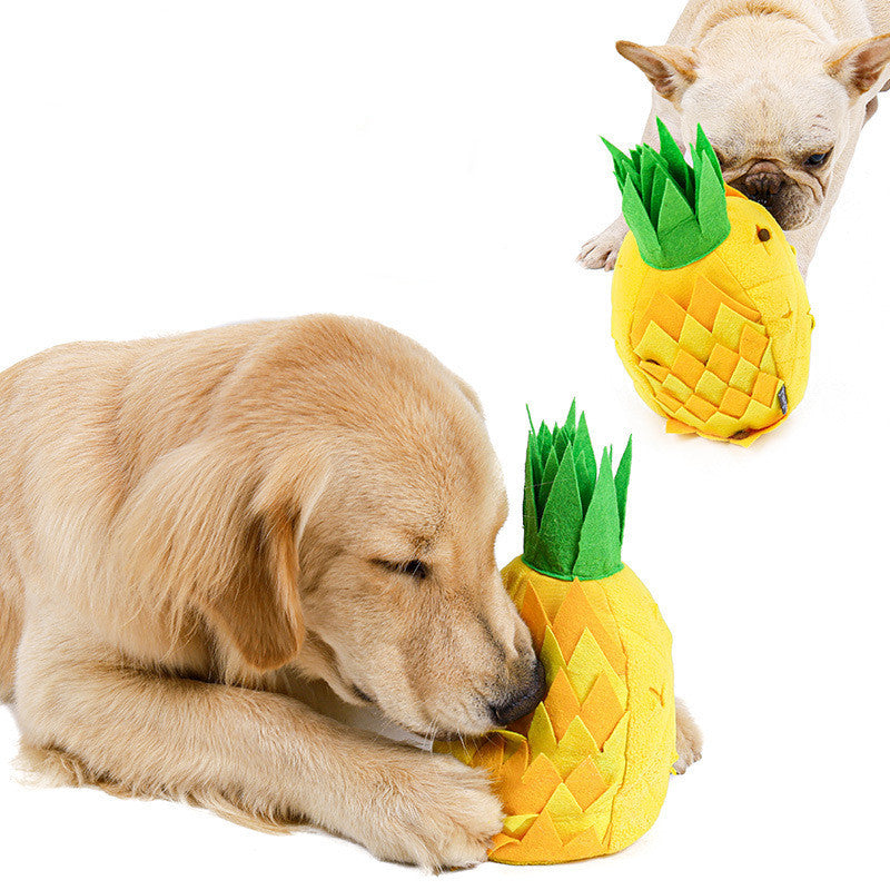 HKM-2474941 Pineapple-Shaped Sniffing Toy for Pets in Yellow, Made of Polar Fleece, 13x30 CM