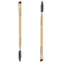 HKM-247507 Dual-Ended Bamboo Handle Eyebrow and Eyelash Brush with Spiral Comb