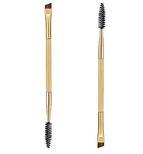 HKM-247507 Dual-Ended Bamboo Handle Eyebrow and Eyelash Brush with Spiral Comb