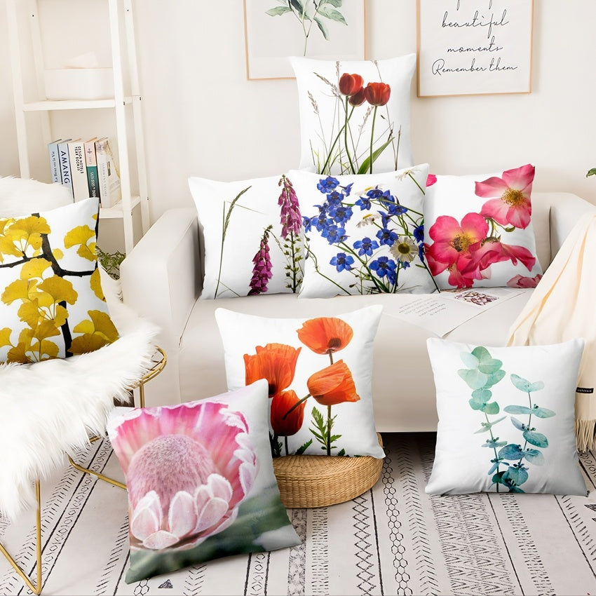 HKM-247507 Floral Green Plant Cushion Cover | 45x45cm American Country Style Pillowcase