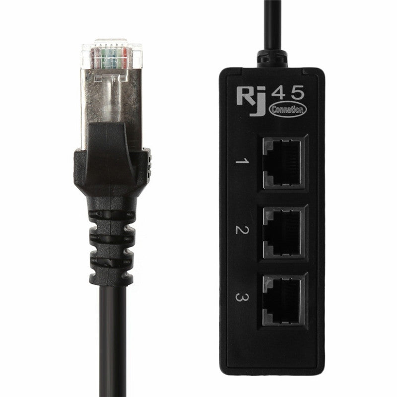 HKM-247635 1 to 3 Socket RJ45 Ethernet Network Splitter with Gold-Plated Needle Core and Thicken PCB Board