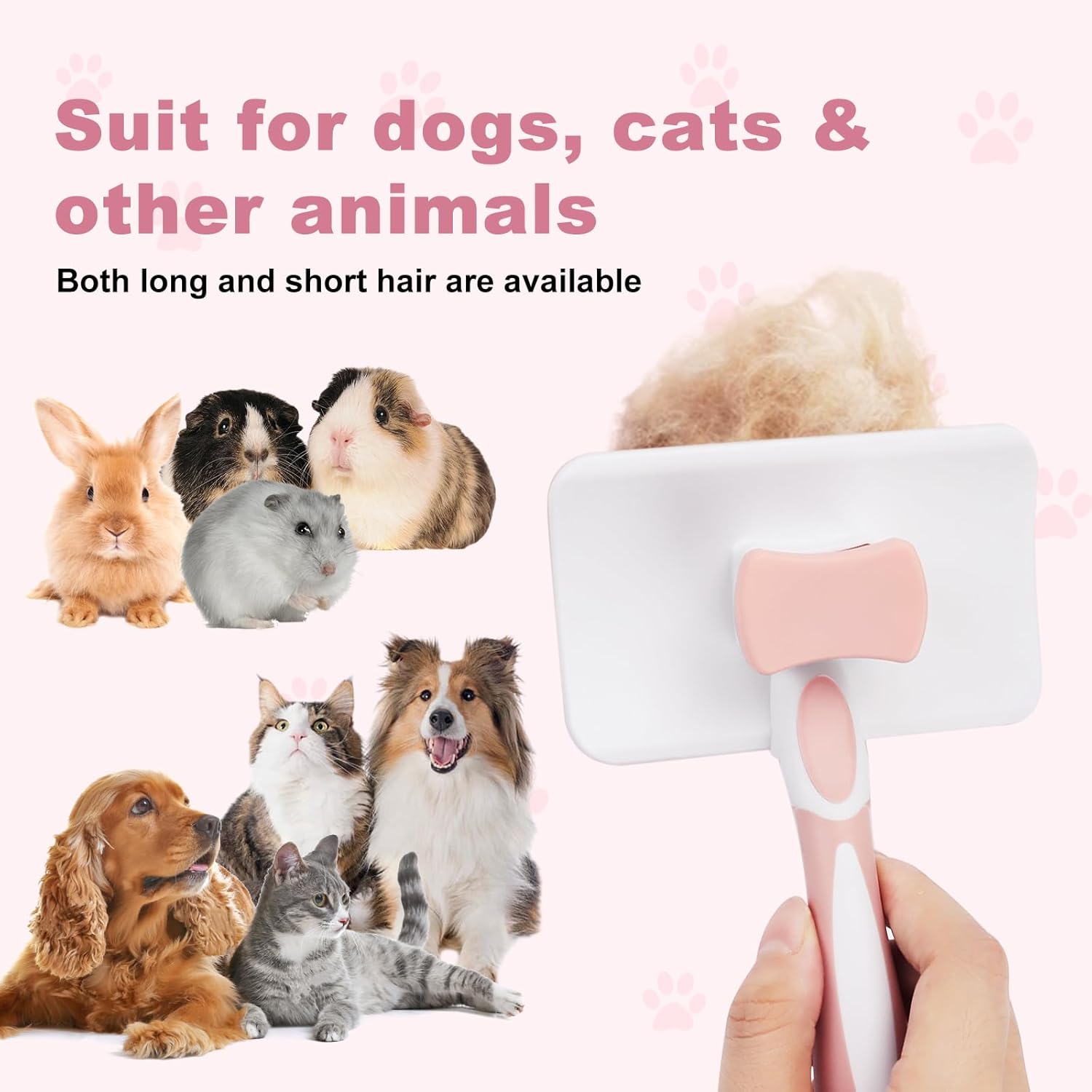 HKM-2477373 Self-Cleaning Slicker Brush for Dogs and Cats - Efficient Pet Hair Removal for All Coat Types