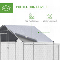 HKM-2477757 Large Chicken Coop with Weather-Resistant Cover for 12-14 Chickens - 23' x 6.6' Silver Enclosure