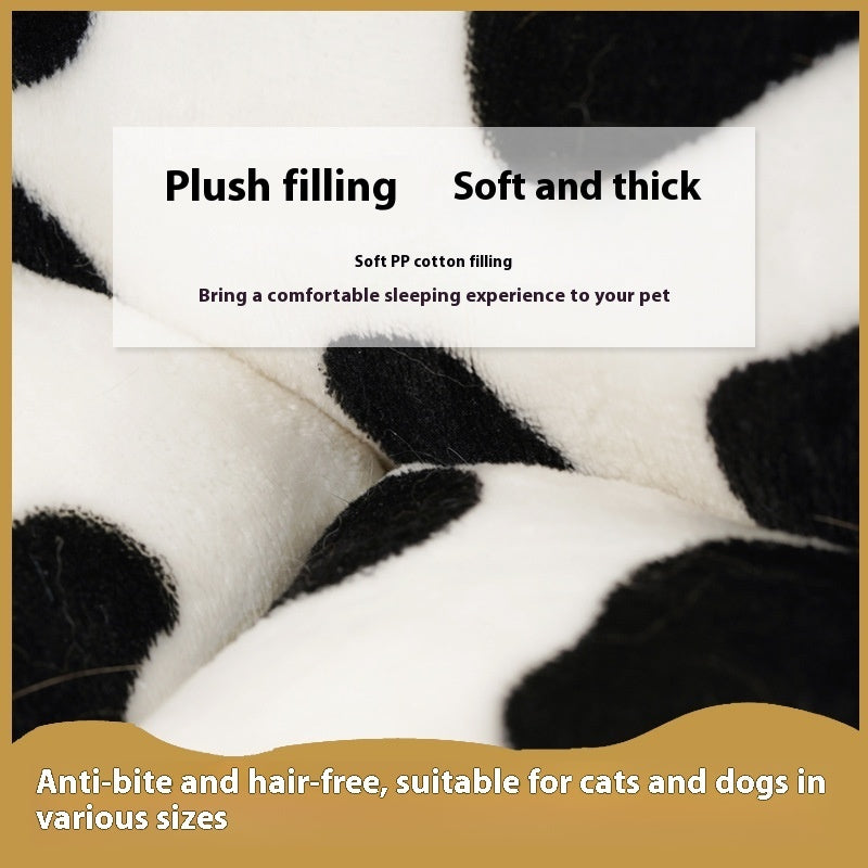 HKM-2478141 Cow Print Medium to Large Dog Pet Bed ¨C Comfortable Cloth Design for Your Furry Friend